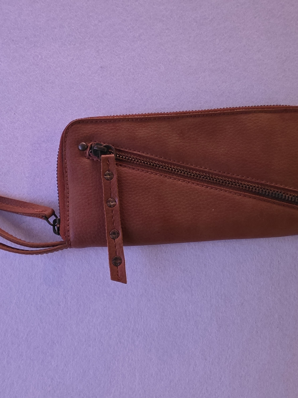 Boho Chic Free People Rust Brown Vegan Leather Wristlet Wallet